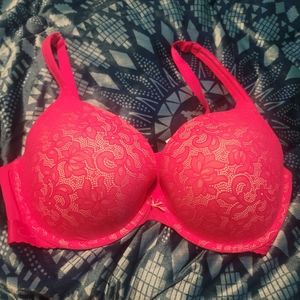 Pink laced Boost Plunge Cacique Bra 38F